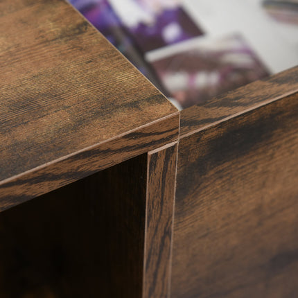 Coffee table with storage, brown & black chipboard, 118x60x47 Cm