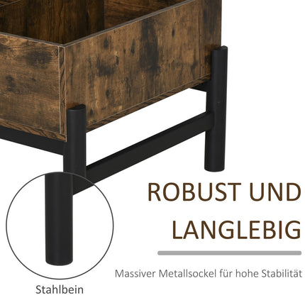 Coffee table with storage, brown & black chipboard, 118x60x47 Cm