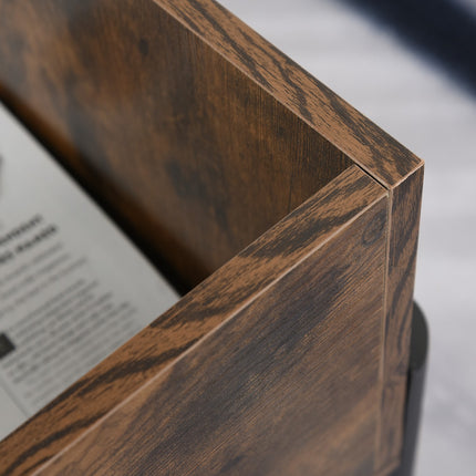 Coffee table with storage, brown & black chipboard, 118x60x47 Cm
