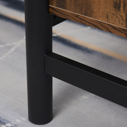 Coffee table with storage, brown & black chipboard, 118x60x47 Cm