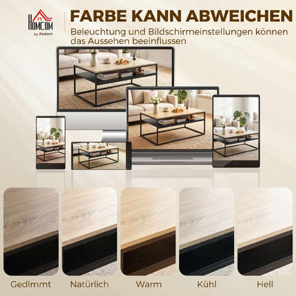Couchtisch mit Ablage, Eiche-Optik und Schwarz, 100 cm