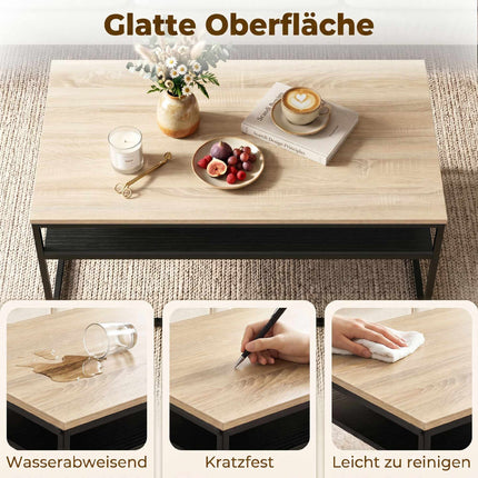 Couchtisch mit Ablage, Eiche-Optik und Schwarz, 100 cm