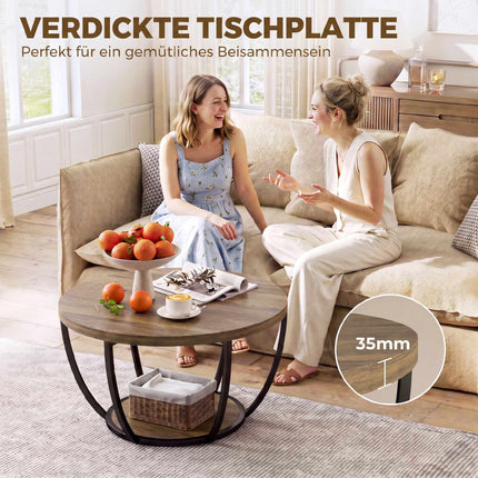 Coffee Table with 2 Tiers, 80x80x43.8 cm, Brown/Black