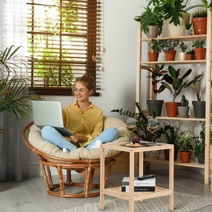 Couchtisch mit Glasplatte – Kiefernholz, 2 Ablagen