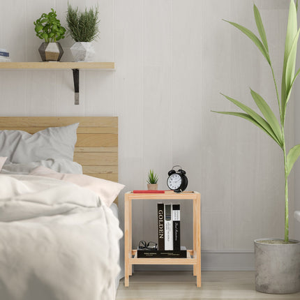 Couchtisch mit Glasplatte – Kiefernholz, 2 Ablagen