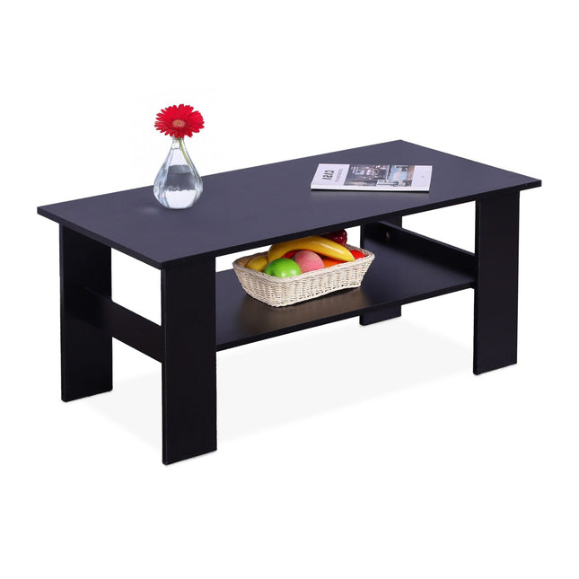 Coffee Table with Lower Shelf – Modern Design, Easy Clean