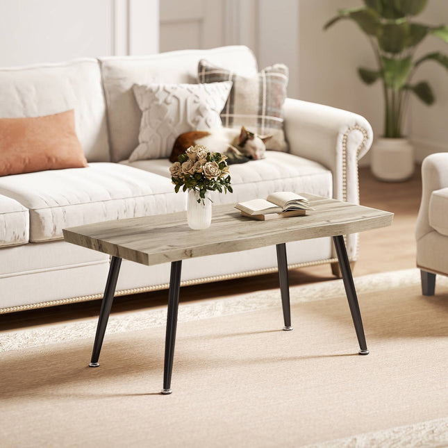 Couchtisch mit Stahlbeinen, Eiche Optik, 100x50x45 cm