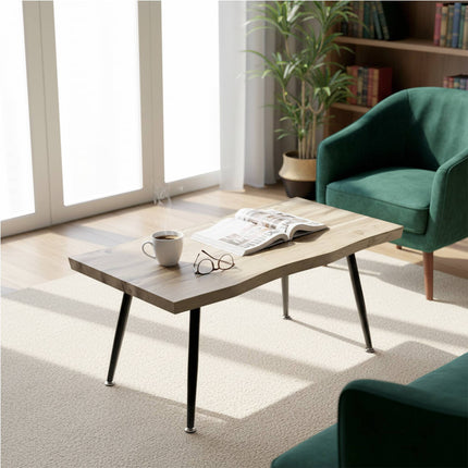 Couchtisch mit Stahlbeinen, Eiche Optik, 100x50x45 cm