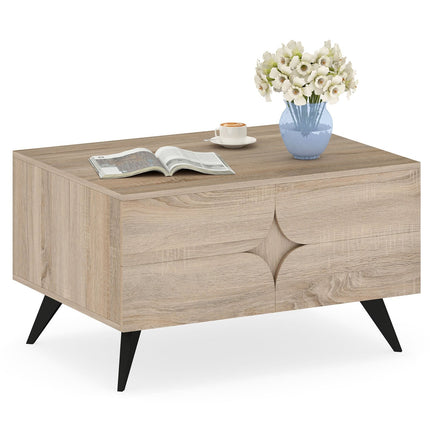 Coffee Table with Storage – 3 Drawers, Open Shelves, Oak, 80x60x46 cm