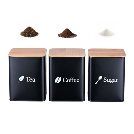 Kaffee-, Tee-, Zucker-Vorratsdosen – 3-teiliges Metall-Set