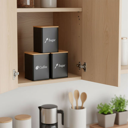 Kaffee-, Tee-, Zucker-Vorratsdosen – 3-teiliges Metall-Set