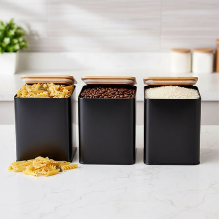 Kaffee-, Tee-, Zucker-Vorratsdosen – 3-teiliges Metall-Set