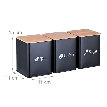 Kaffee-, Tee-, Zucker-Vorratsdosen – 3-teiliges Metall-Set