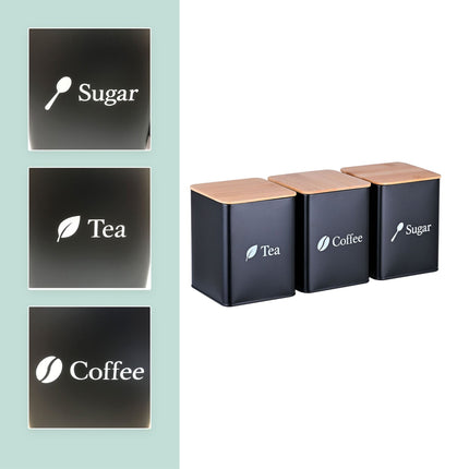 Kaffee-, Tee-, Zucker-Vorratsdosen – 3-teiliges Metall-Set