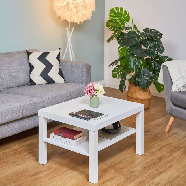 Coffee table 2 shelves white