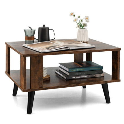 Couchtisch für kleine Räume 2-stufiger Couchtisch aus Holz 70 x 50 x 41 cm