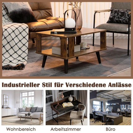 Couchtisch für kleine Räume 2-stufiger Couchtisch aus Holz 70 x 50 x 41 cm