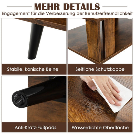 Couchtisch für kleine Räume 2-stufiger Couchtisch aus Holz 70 x 50 x 41 cm
