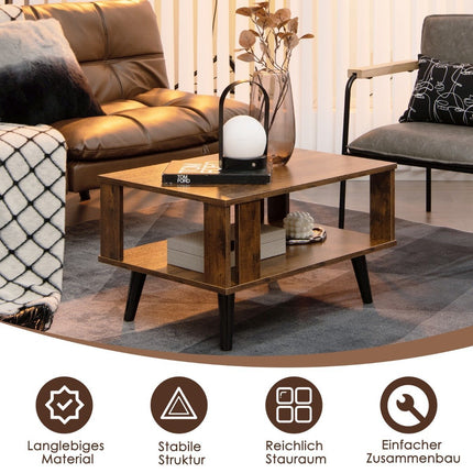 Couchtisch für kleine Räume 2-stufiger Couchtisch aus Holz 70 x 50 x 41 cm