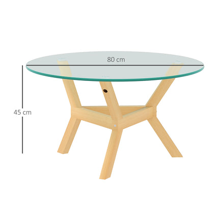 Runder Couchtisch aus gehärtetem Glas, verstellbare Fußpads