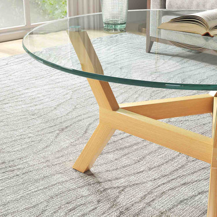 Runder Couchtisch aus gehärtetem Glas, verstellbare Fußpads