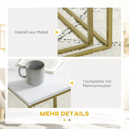 2er-Set Beistelltische mit geschachteltem Design - weißer Stahlrahmen