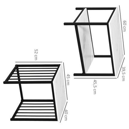 Modernes Couchtisch-Set, verschachtelbar, Marmor-Optik, Stahl