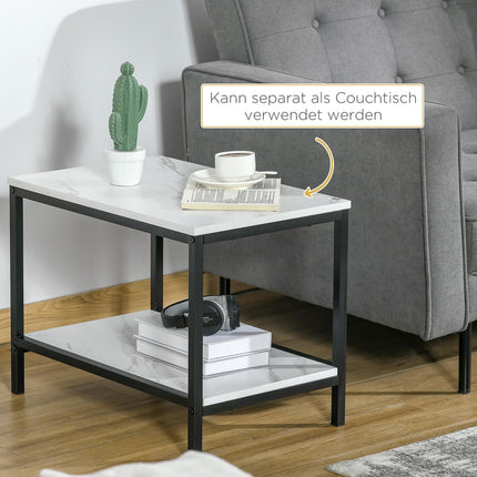 Modernes Couchtisch-Set, verschachtelbar, Marmor-Optik, Stahl