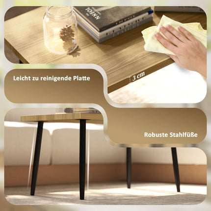 2er Set Couchtische mit Stahlgestell - Naturholz-Finish