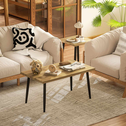 2er Set Couchtische mit Stahlgestell - Naturholz-Finish
