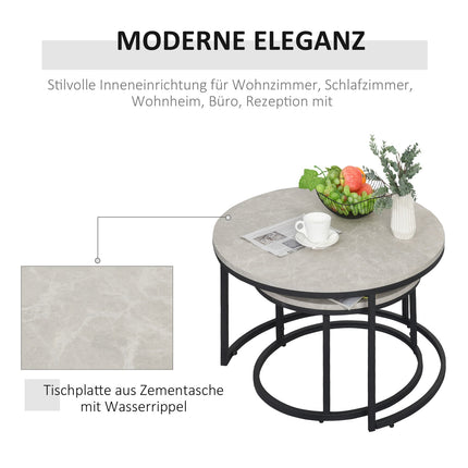 Stapelbares Beistelltisch-Set in Grau, Metallgestell, für Wohnzimmer