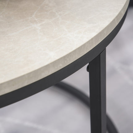 Stapelbares Beistelltisch-Set in Grau, Metallgestell, für Wohnzimmer