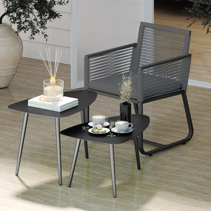 Couchtisch für draußen, wetterfester Stahl, schwarz