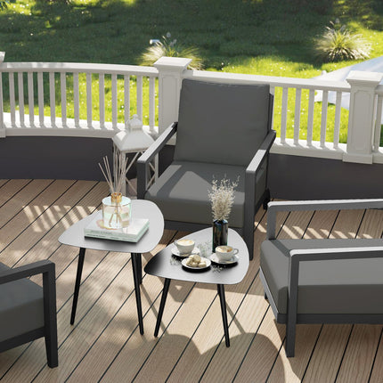 Couchtisch für draußen, wetterfester Stahl, schwarz
