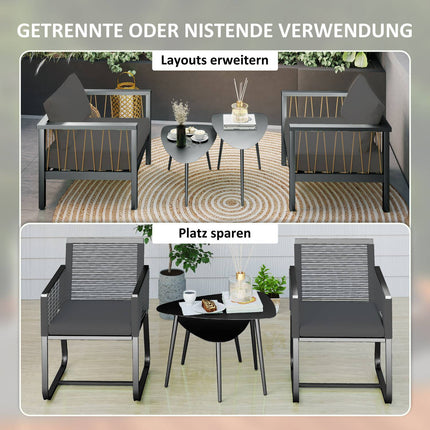 Couchtisch für draußen, wetterfester Stahl, schwarz
