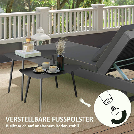 Couchtisch für draußen, wetterfester Stahl, schwarz