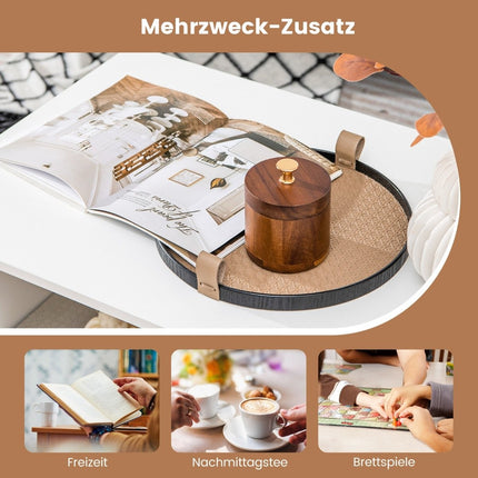 Couchtisch mit Stauraum &amp; L-förmigem Mittelregal rechteckiger Wohnzimmertisch Akzenttisch weiß