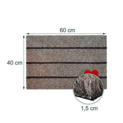 Coir Doormat with Motif, 60x40 cm, Non-Slip Backing