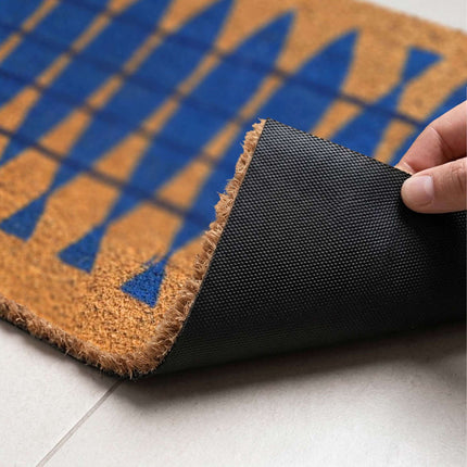 Coir Doormat with Motif, 60x40 cm, Non-Slip Backing