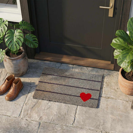 Coir Doormat with Motif, 60x40 cm, Non-Slip Backing