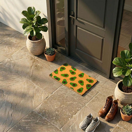 Coir Doormat with Motif, 60x40 cm, Non-Slip Backing