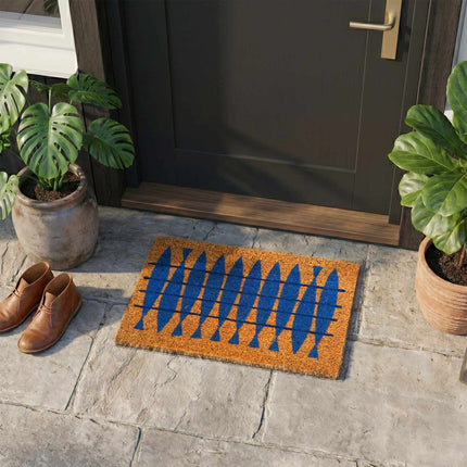 Coir Doormat with Motif, 60x40 cm, Non-Slip Backing
