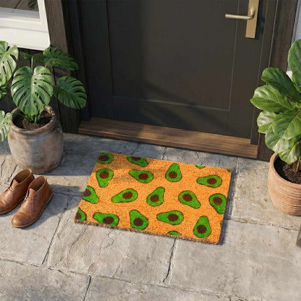 Coir Doormat with Motif, 60x40 cm, Non-Slip Backing