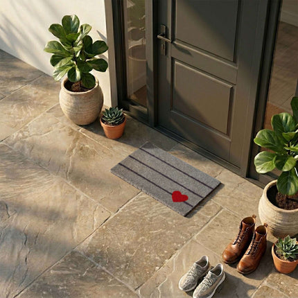 Coir Doormat with Motif, 60x40 cm, Non-Slip Backing