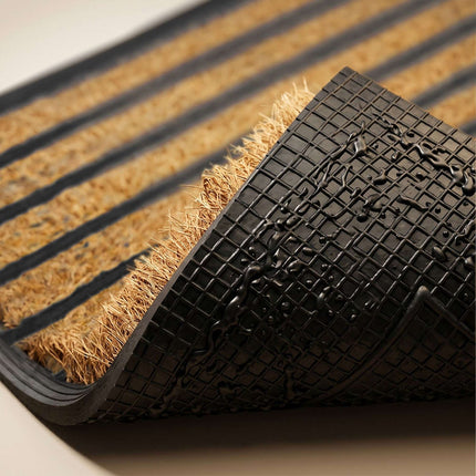 Coir & PVC Doormat, 60x40 cm, Natural & Black