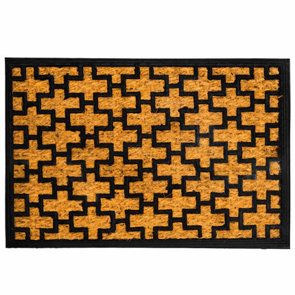 Rohožka z kokosového vlákna a PVC, 60x40 cm, přírodní a černá
