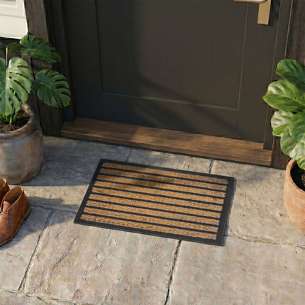 Coir & PVC Doormat, 60x40 cm, Natural & Black
