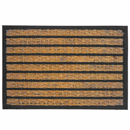 Coir & PVC Doormat, 60x40 cm, Natural & Black