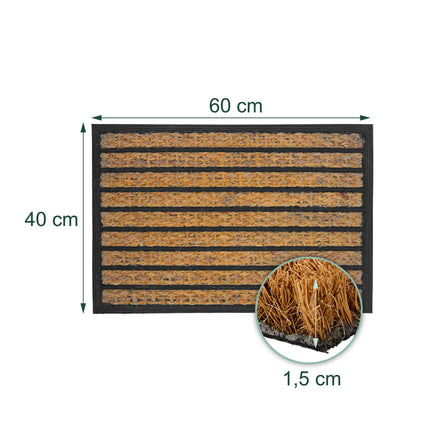 Coir & PVC Doormat, 60x40 cm, Natural & Black