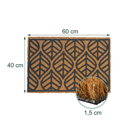 Rohožka z kokosového vlákna a PVC, 60 x 40 cm, přírodní a černá